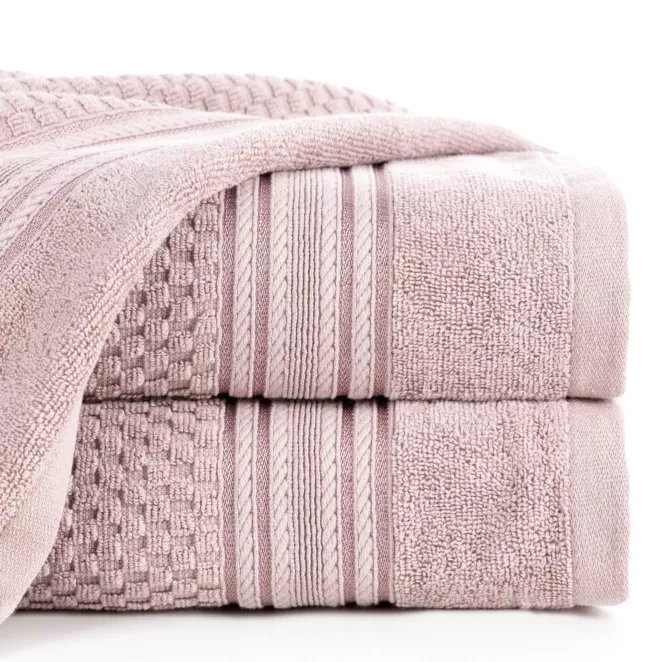 Ręcznik do rąk 30x50 cm bawełniany kolor pudrowy zdobiony subtelnymi paseczkami 500 g/m2 DAVOS