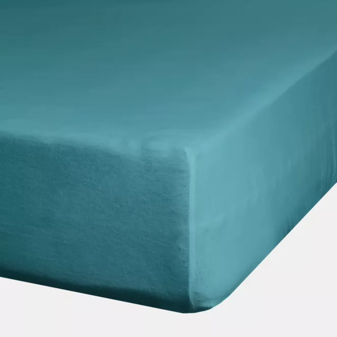 Prześcieradło gładkie z gumką 160x200 cm z satyny bawełnianej kolor turkusowy 125 g/m2 NOVA 3