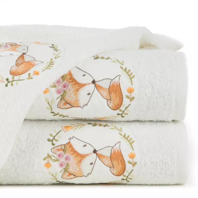 Ręcznik kąpielowy dziecięcy 50x90 cm bawełniany kolor biały z motywem liska 400 g/m2 BABY 44