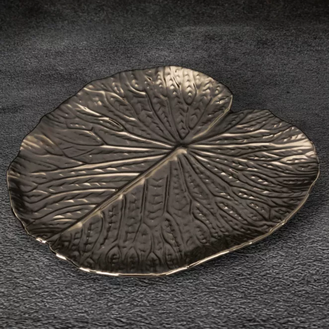 Patera ceramiczna KALINA w formie liścia z wytłoczeniami
