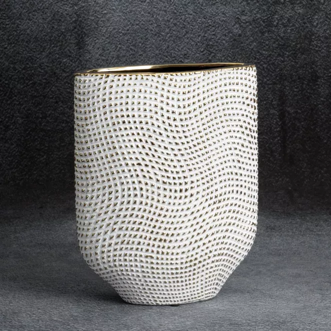 Wazon ceramiczny VERDA  z drobnym wytłaczanym wzorem