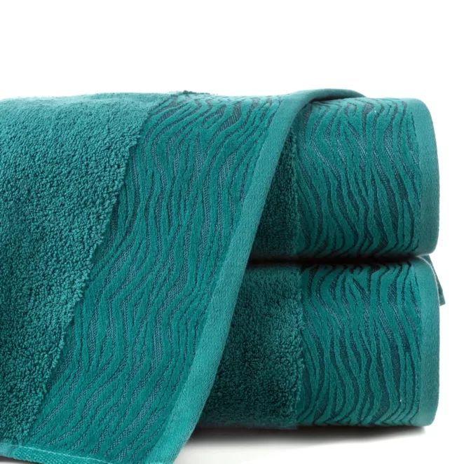 Ręcznik kąpielowy 50x90 cm bawełniany kolor turkusowy z żakardową bordiurą 500 g/m2 DAFNE