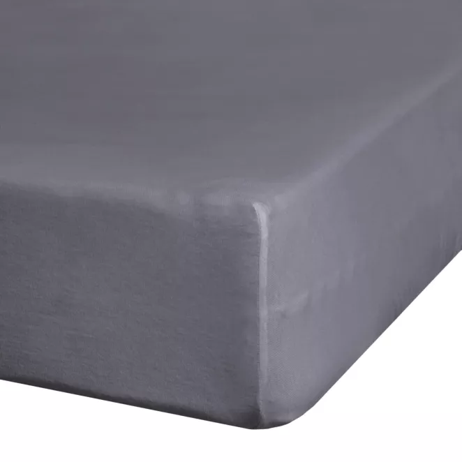 Prześcieradło jersey z gumką 90x200 cm z bawełny kolor ciemnostalowy 140 g/m2