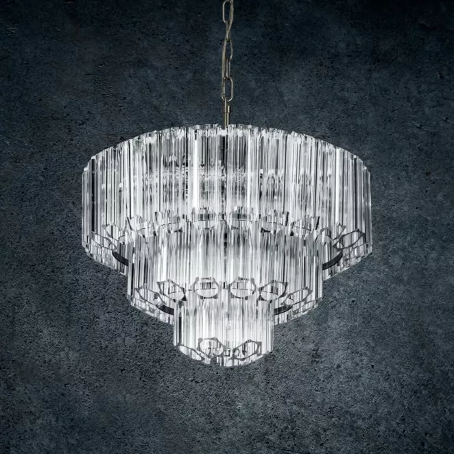 Lampa DANA ze szklanymi zawieszkami, możliwość regulacji wysokości