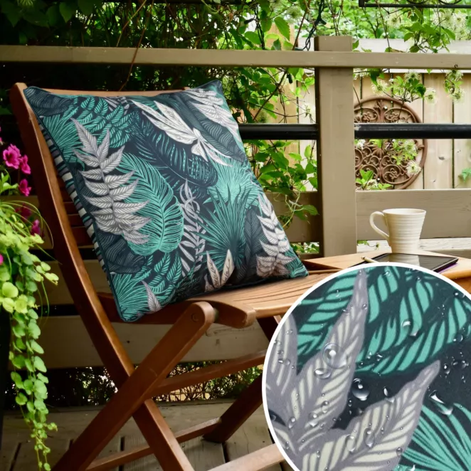 Poszewka GARDEN na taras oraz balkon z tkaniny wodoodpornej zdobiona motywem botanicznym