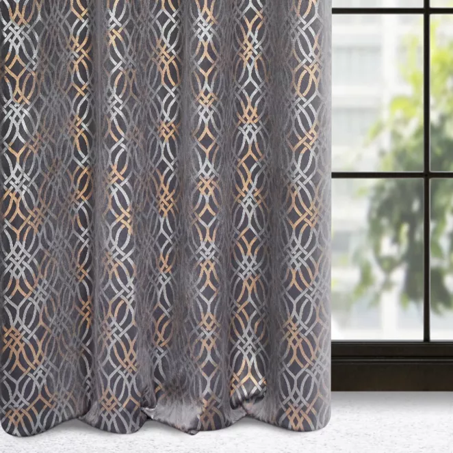 Zasłona stalowo, niebieska z wytłaczanym wzorem, welwetowa 140x250 cm przelotka ARETA