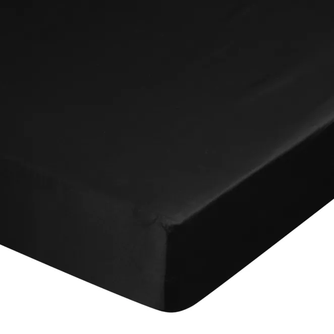 Prześcieradło z gumką 100x200 cm z satyny bawełnianej kolor czarny 125 g/m2 DINA Diva Line