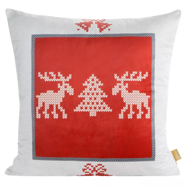 Poszewka świąteczna NOEL z miękkiego welwetu z motywem skandynawskim