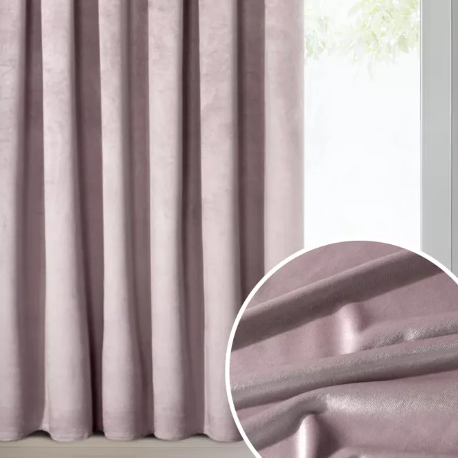 Zasłona pudrowy róż z tkaniny welwetowej 140x270 cm taśma ROSA Design 91