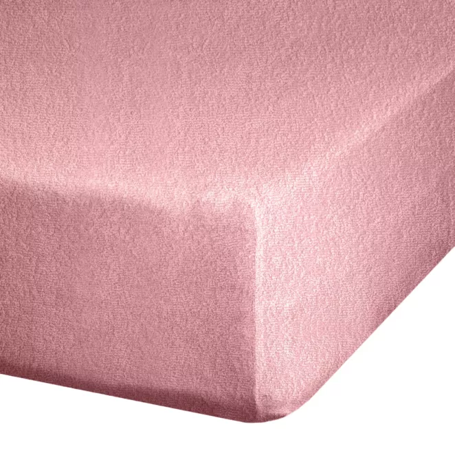 Prześcieradło frotte z gumką 140x200 cm z bawełny kolor pudrowy róż 170 g/m2 Design 91