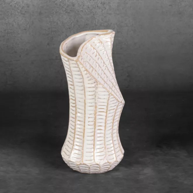 Wazon ceramiczny LIZA z wytłaczanym wzorem o ściętym kształcie