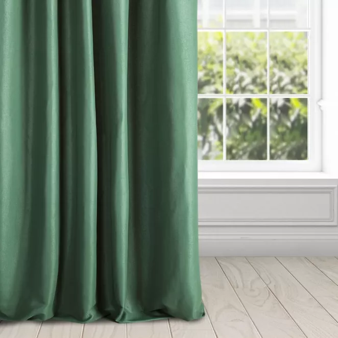 Zasłona zielona z błyszczącym splotem 140x250 cm przelotka ESSME