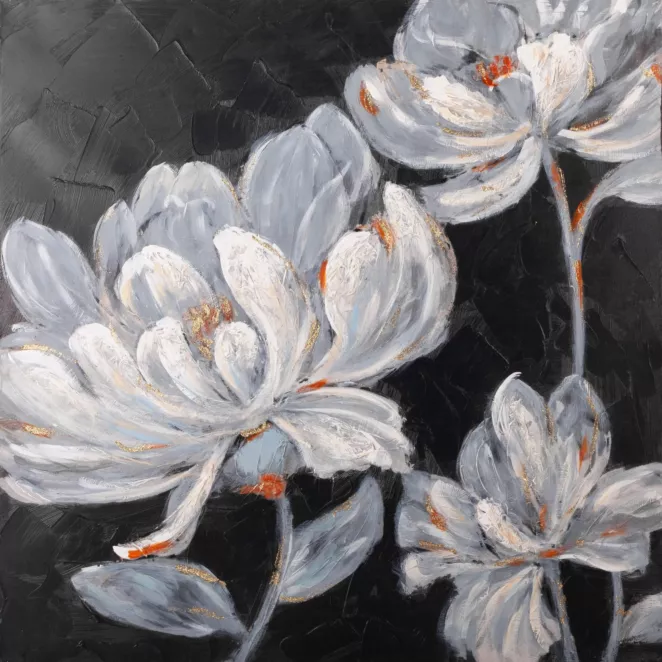 Obraz ANEMONE 1 ręcznie malowany na płótnie ze złotymi refleksami