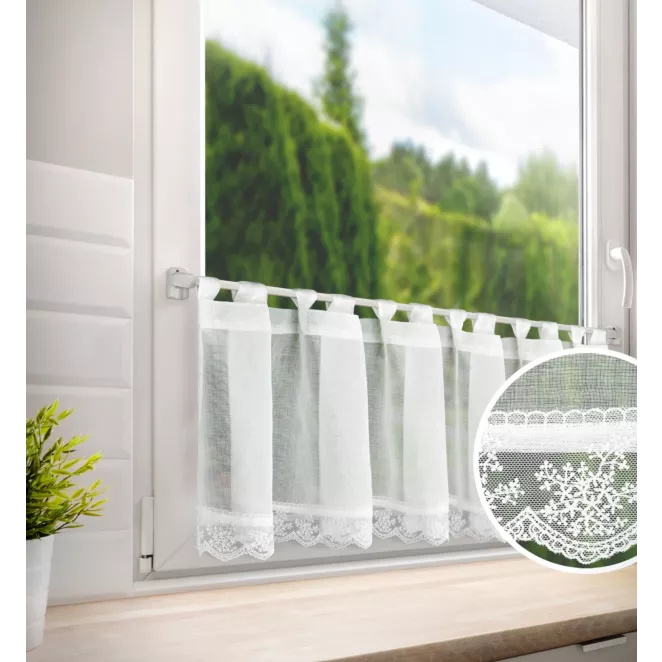 Zazdrostka biała zdobiona subtelną koronką 40x150 cm szelki SUZAN