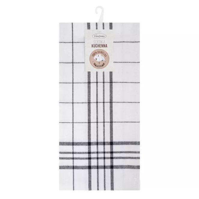 Ściereczka kuchenna 50x70 cm bawełniana kolor biały ,stalowy zdobiona kratką 200 g/m2 CHECK
