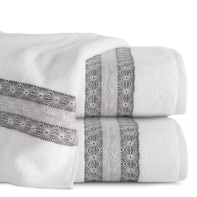 Ręcznik do rąk 50x90 cm bawełniany kolor biały z żakardową bordiurą 500 g/m2 MALIKA