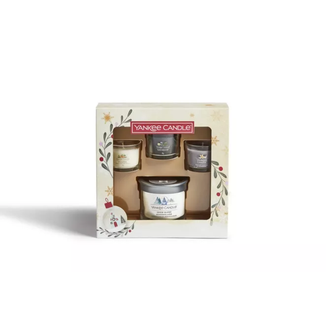YANKEE CANDLE - zestaw SNOW GLOBE WONDERLAND na prezent 3 mini świece zapachowe+TUMBLER