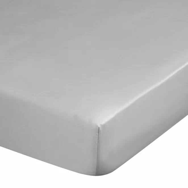Prześcieradło z gumką 100x200 cm z satyny bawełnianej kolor jasnoszary 125 g/m2 DINA Diva Line