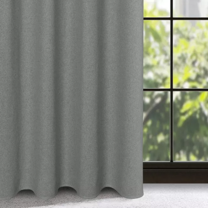 Zasłona szara o luźnym splocie w stylu cottage core 140x250 cm przelotka LIDIA