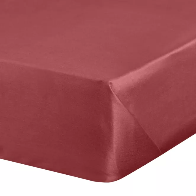 Prześcieradło gładkie bez gumki 220x210 cm z satyny bawełnianej kolor czerwony 125 g/m2 NOVA