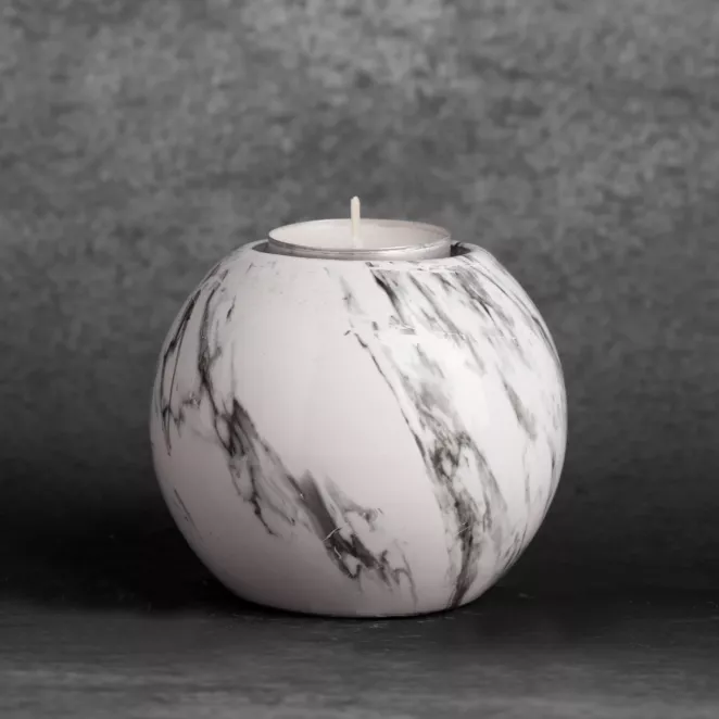 Świecznik ceramiczny SANA  z marmurkowym wzorem
