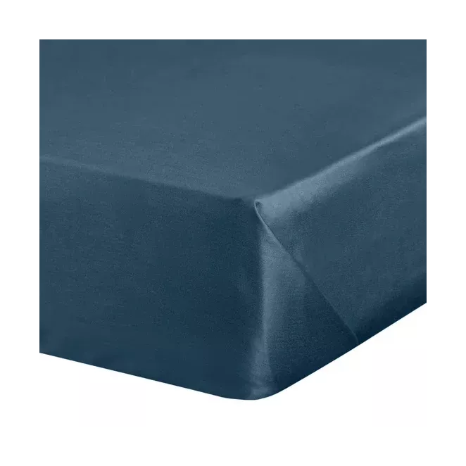 Prześcieradło bez gumki 220x210 cm z satyny bawełnianej kolor ciemnoniebieski 125 g/m2 DINA Diva Line