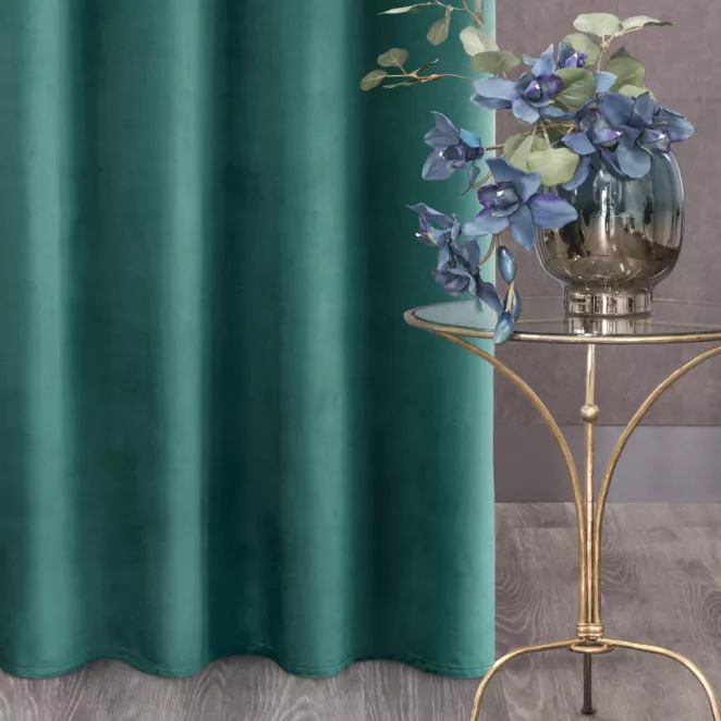 Zasłona ciemnoturkusowa z tkaniny welwetowej 140x250 cm przelotka ROSA Design 91