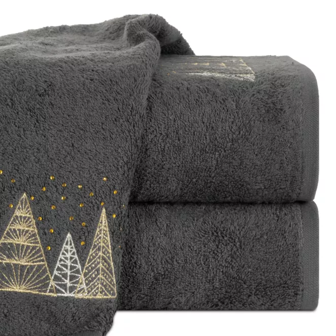 Ręcznik kąpielowy świąteczny 50X90 cm bawełniany kolor stalowy 450 g/m2 SANTA