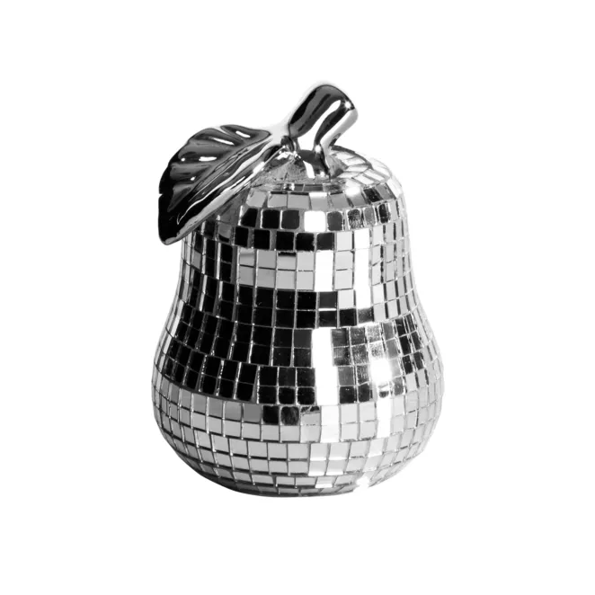 Gruszka  - srebrna  figurka ceramiczna dekorowana szkiełkami w stylu glamour