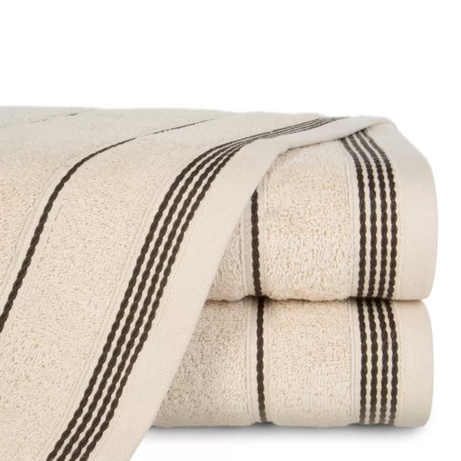 Ręcznik kąpielowy 50x90 cm bawełniany kolor beżowy ze stębnowaną bordiurą 500 g/m2 MIRA