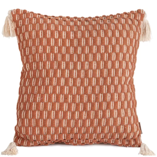 TERRA COLLECTION Poszewka MOROCCO z grubej tkaniny bawełnianej zdobiona chwostami na rogach
