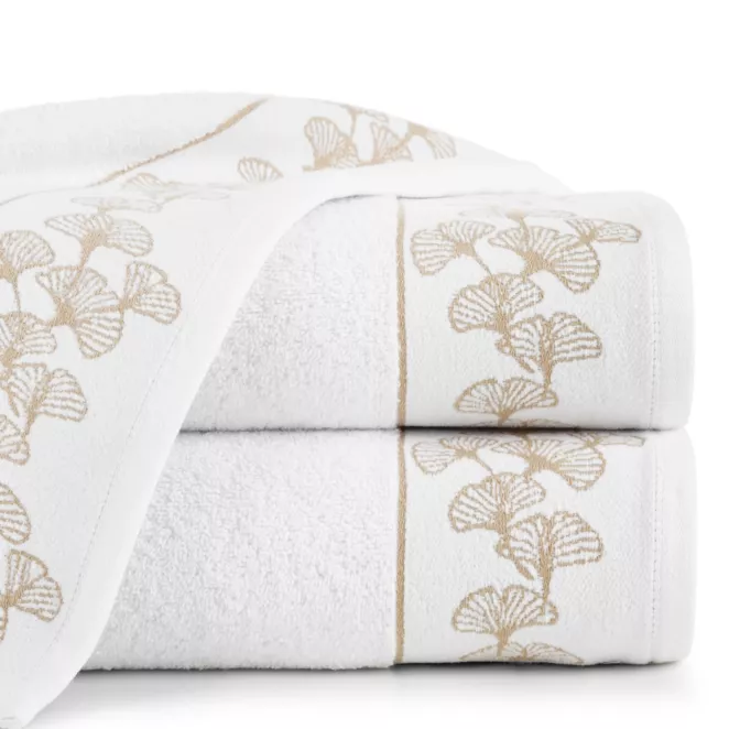 Ręcznik kąpielowy 50x90 cm bawełniany kolor biały,złoty z żakardową bordiurą 500 g/m2 BLANCA 10 Limited Collection