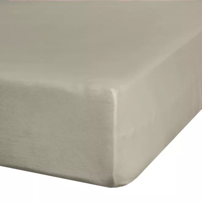 Prześcieradło jersey z gumką 90x200 cm z bawełny kolor beżowy 140 g/m2