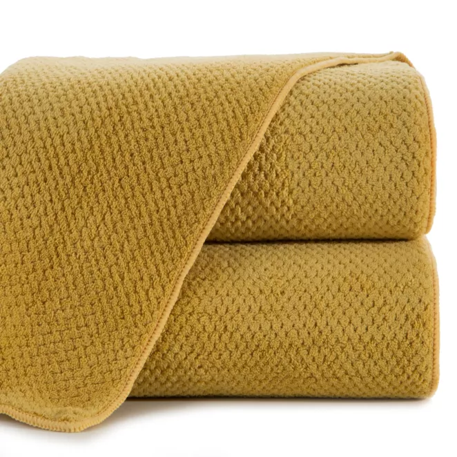 Ręcznik kąpielowy 50x90 cm z mikrowłókna kolor musztardowy o ryżowej strukturze 280 g/m2 ZOE 1