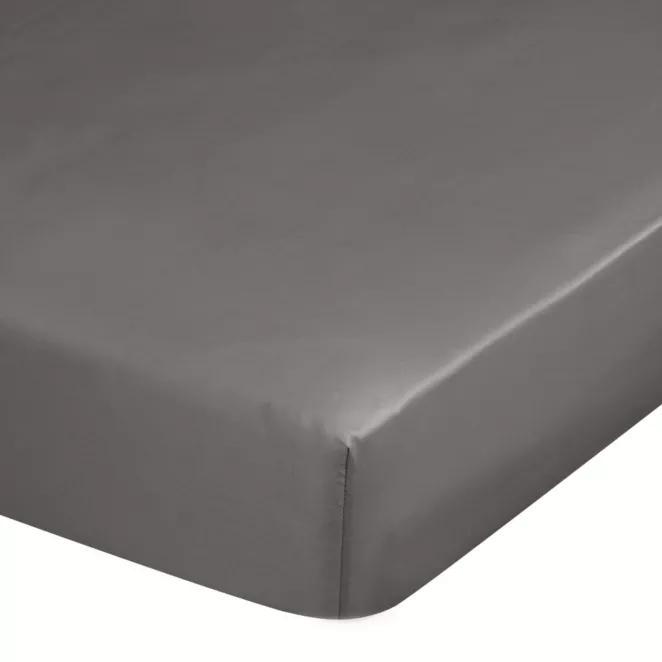 Prześcieradło gładkie z gumką 220x200 cm z satyny bawełnianej kolor popielaty 125 g/m2 NOVA 3