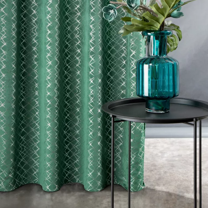 Zasłona zielono, srebrna z tkaniny welwetowej 140x250 cm przelotka MOLY Design 91