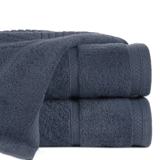 Ręcznik do rąk 30x50 cm bawełniany kolor granatowy ze wzorem zygzaka 500 g/m2 KALIA Reina Line