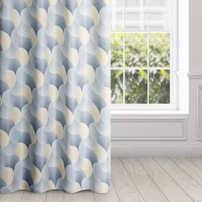 Zasłona szaro, żółta dimout z geometrycznym wzorem 140x250 cm przelotka ASETA