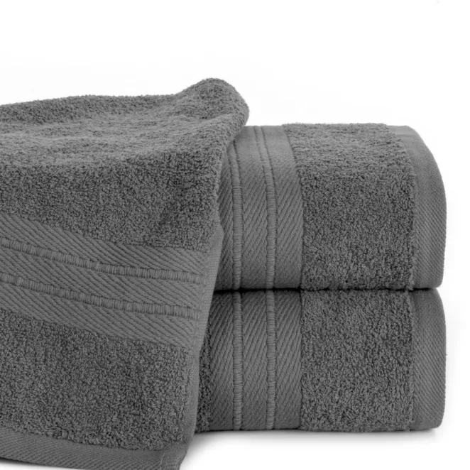 Ręcznik do rąk 30x50 cm bawełniany kolor stalowy z żakardową bordiurą 500 g/m2 KAYA