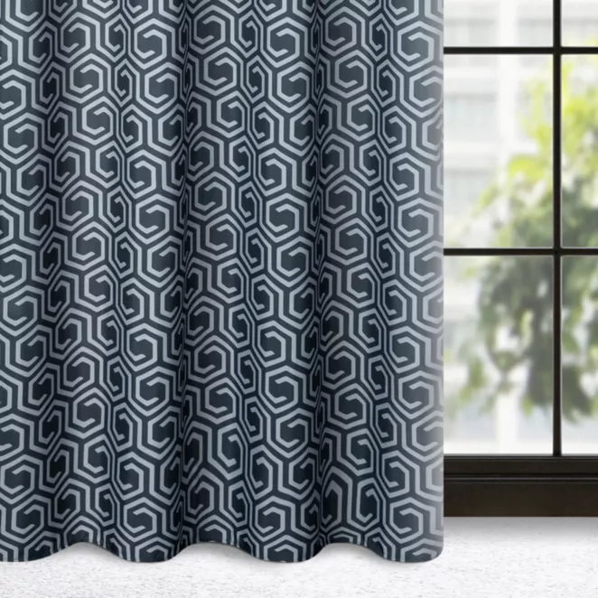 Zasłona grafitowo, szara ze srebrnym wzorem z matowej tkaniny 140x250 przelotka JULIET Design 91