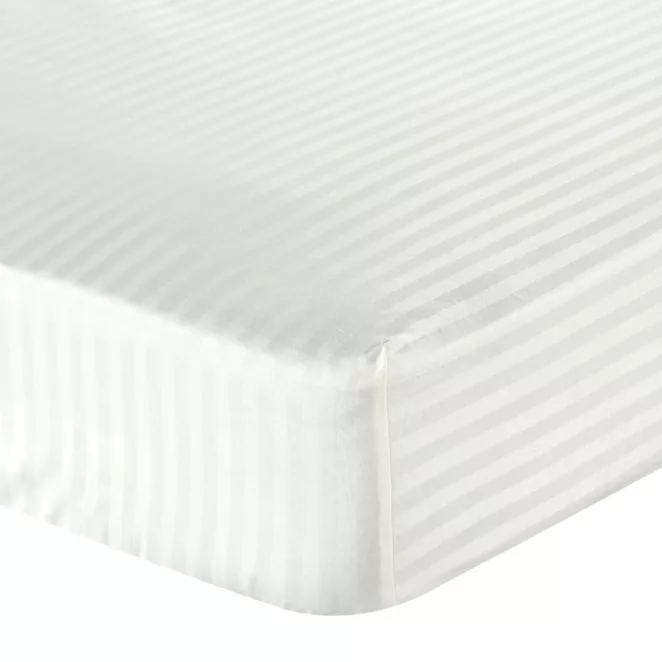 Prześcieradło z gumką 100x200 cm z bawełny kolor kremowy 125 g/m2 w pasy