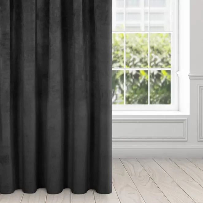 Zasłona czarna z ekskluzywnego matowego welwetu 140x270 cm taśma RIA Diva Line