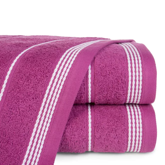 Ręcznik kąpielowy 50x90 cm bawełniany kolor fioletowy ze stębnowaną bordiurą 500 g/m2 MIRA