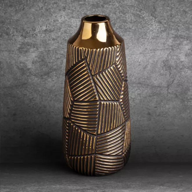 Wazon ceramiczny EMMI z wytłaczanym geometrycznym wzorem