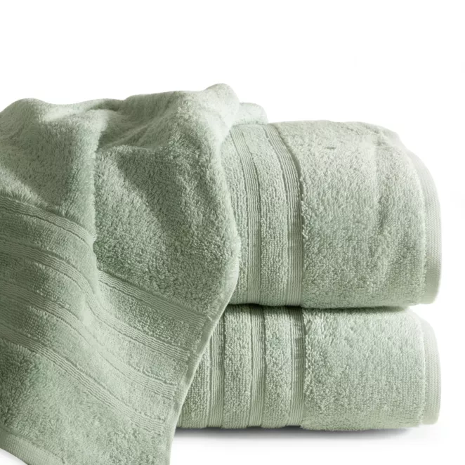 Ręcznik kąpielowy 50x90 cm bawełniany kolor miętowy z bawełny egipskiej zdobiony pasami 500 g/m2 LAVIN