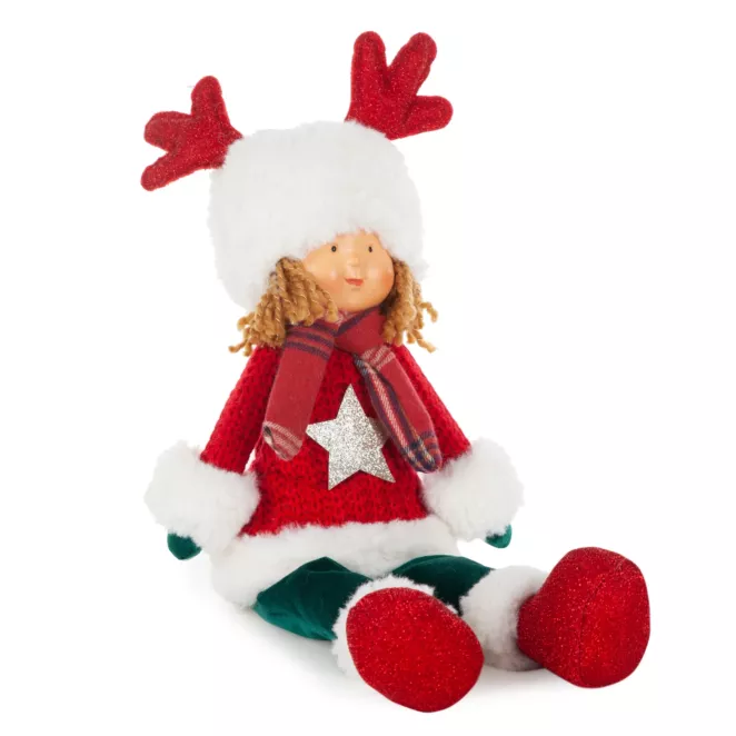 Figurka świąteczna DOLL lalka w zimowym stroju z miękkim futerkiem