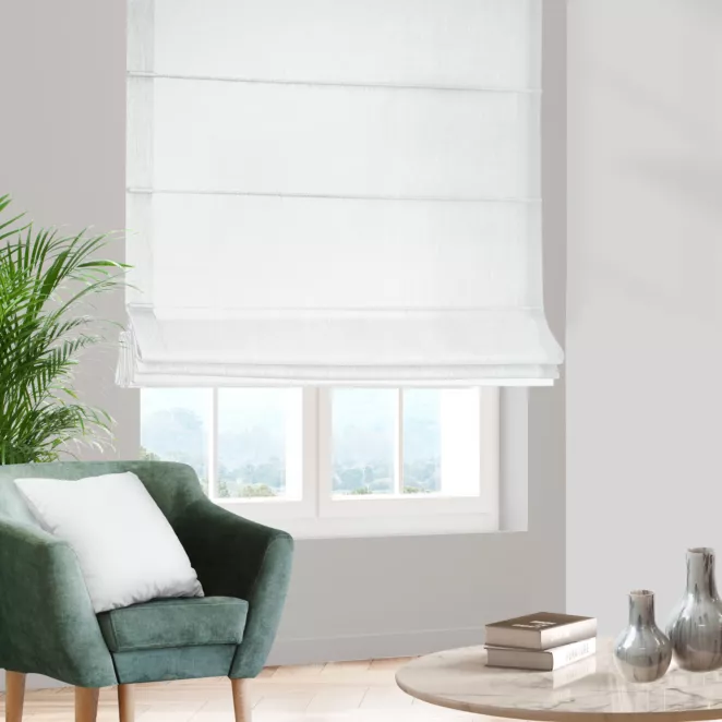 Roleta szyta z systemem comfort naturalna z gładkiej tkaniny typu Blackout zaciemniającej 100%