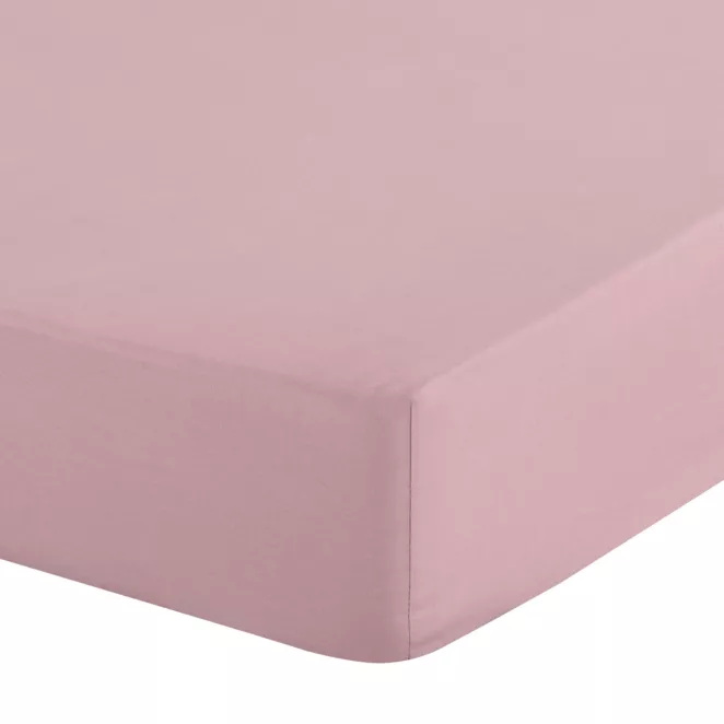 Prześcieradło z gumką 180x200 cm z bawełny kolor pudrowy róż 105 g/m2 BASIC