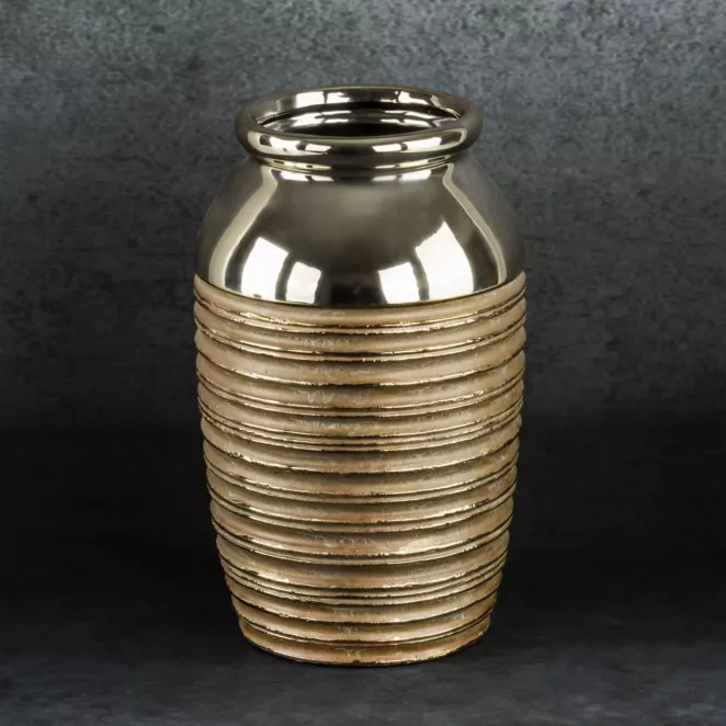 Wazon  ceramiczny DORI złota ze żłobieniami