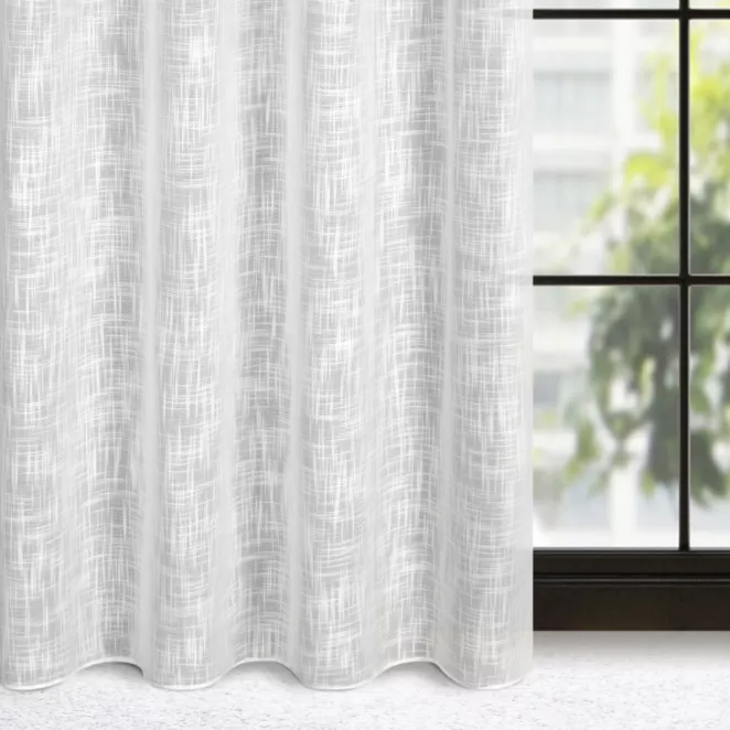 Zasłona biała o płóciennym splocie w stylu eko 140x250 cm przelotka LIREN